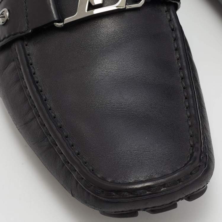 Pre Owned Louis Vuitton Black Leather Monte Carlo Loafers Size 44