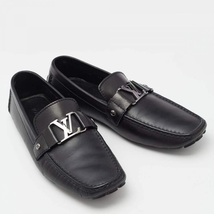 Pre Owned Louis Vuitton Black Leather Monte Carlo Loafers Size 44