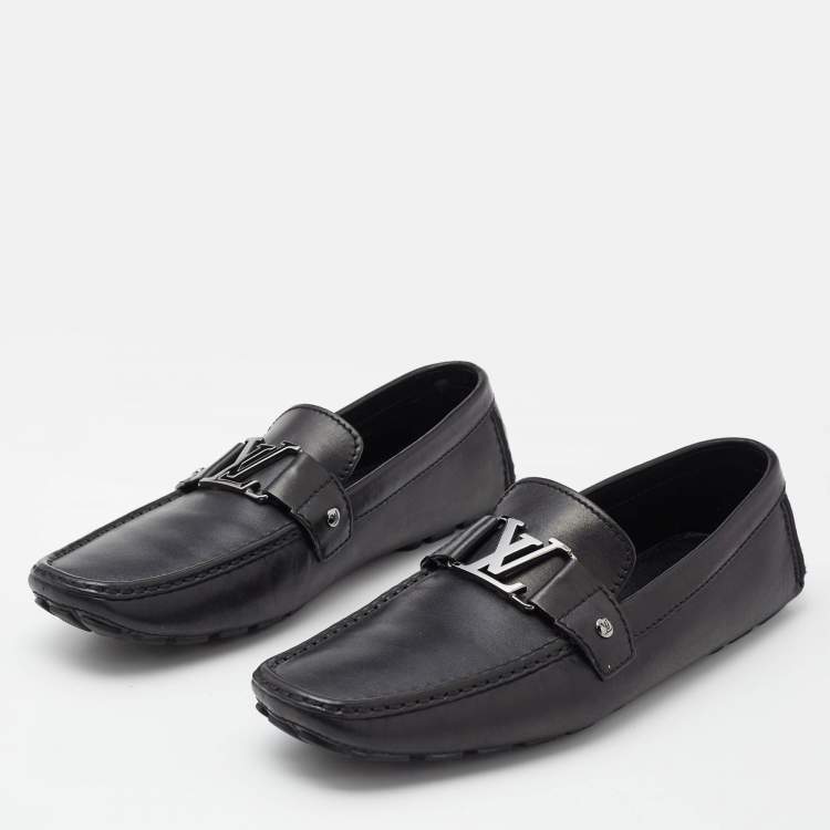 Pre Owned Louis Vuitton Black Leather Monte Carlo Loafers Size 44