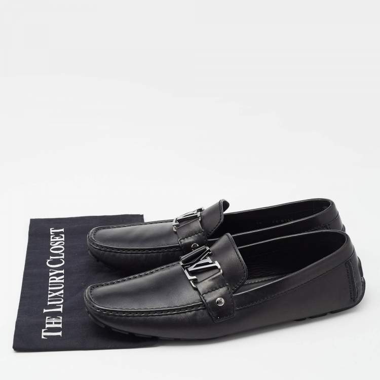 Pre Owned Louis Vuitton Black Leather Monte Carlo Loafers Size 44