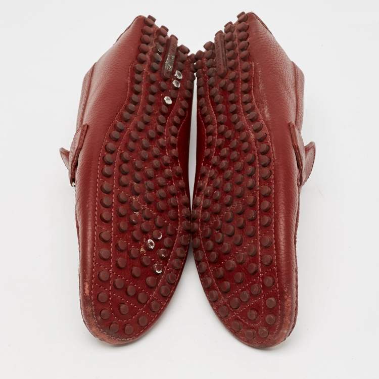 Pre Owned Louis Vuitton Burgundy Leather Hockenheim Loafers Size 44