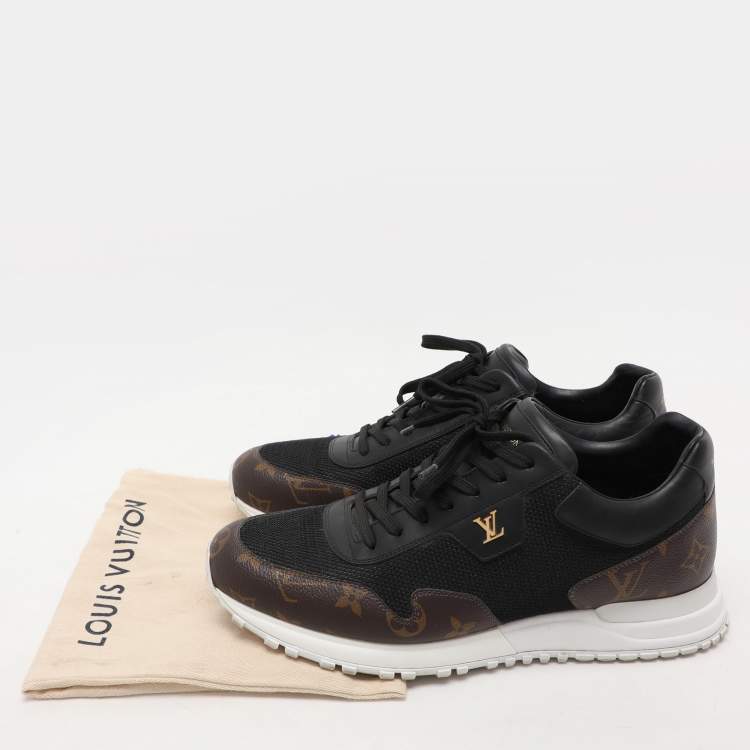 Pre Owned Louis Vuitton Black/Brown Monogram Canvas and Leather Run Away Low Top Sneakers Size 41