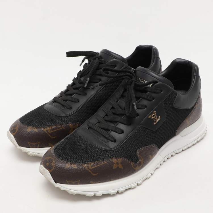 Pre Owned Louis Vuitton Black/Brown Monogram Canvas and Leather Run Away Low Top Sneakers Size 41