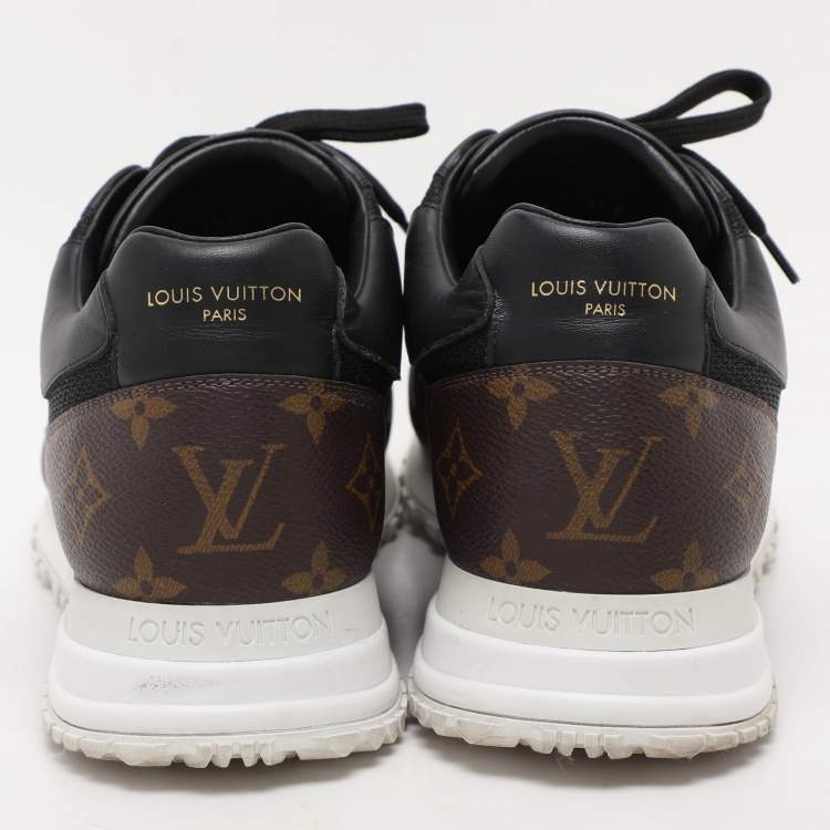 Pre Owned Louis Vuitton Black/Brown Monogram Canvas and Leather Run Away Low Top Sneakers Size 41