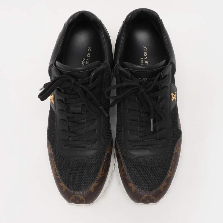 Pre Owned Louis Vuitton Black/Brown Monogram Canvas and Leather Run Away Low Top Sneakers Size 41