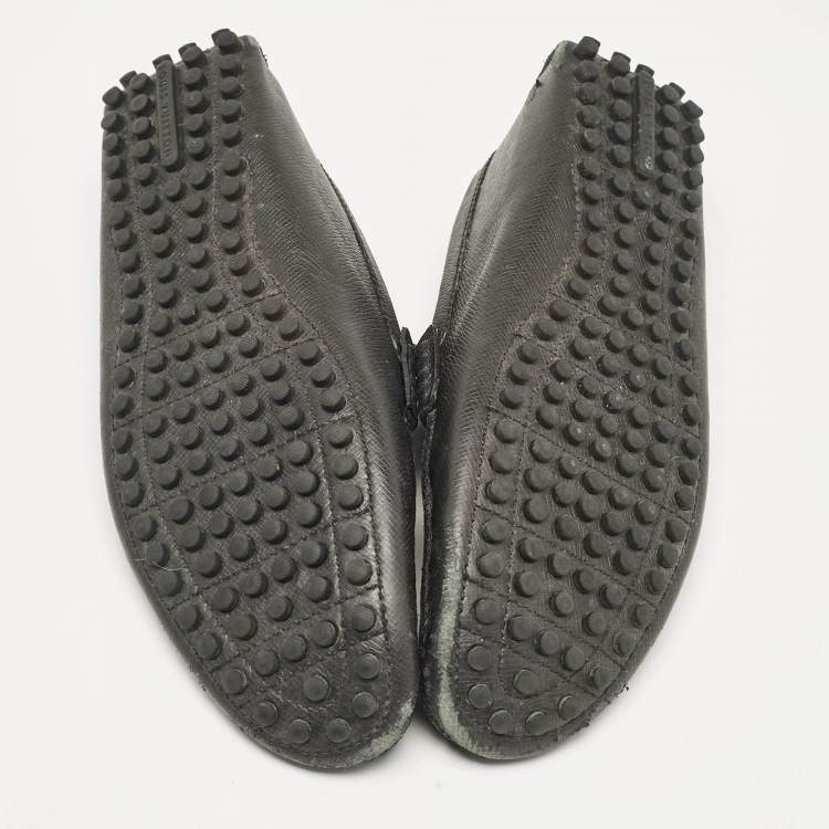 Pre Owned Louis Vuitton Black Leather Taiga Hockenheim Slip On Loafers Size 43
