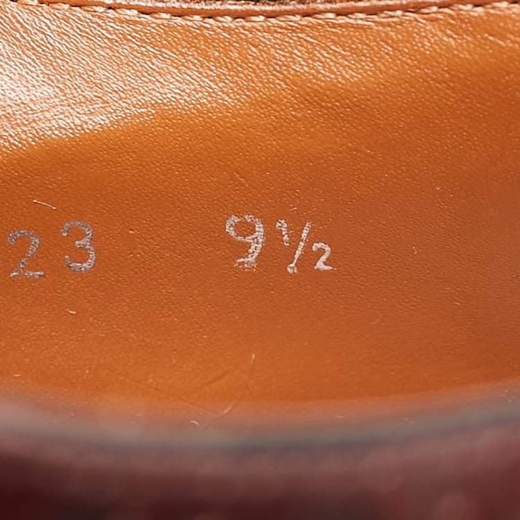 Pre Owned Louis Vuitton Brown Brogue Leather Wingtip Lace Up Derby Size 43.5