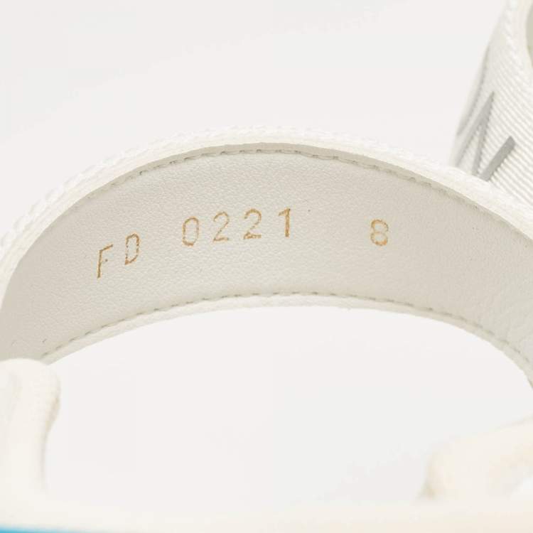 Pre Owned Louis Vuitton White Fabric Panama Flat Sandals Size 42
