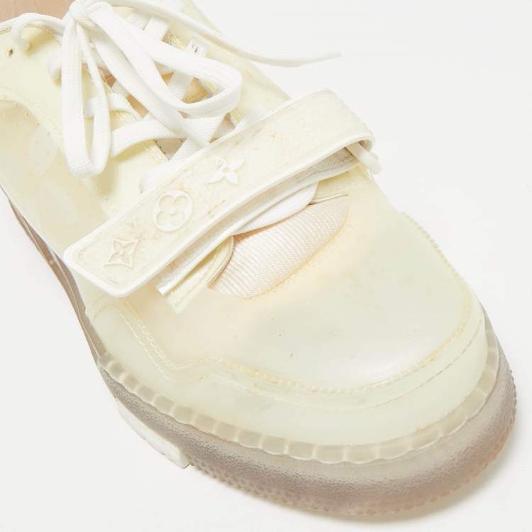 Pre Owned Louis Vuitton Transparent Monogram PVC LV Trainer Sneakers Size 43