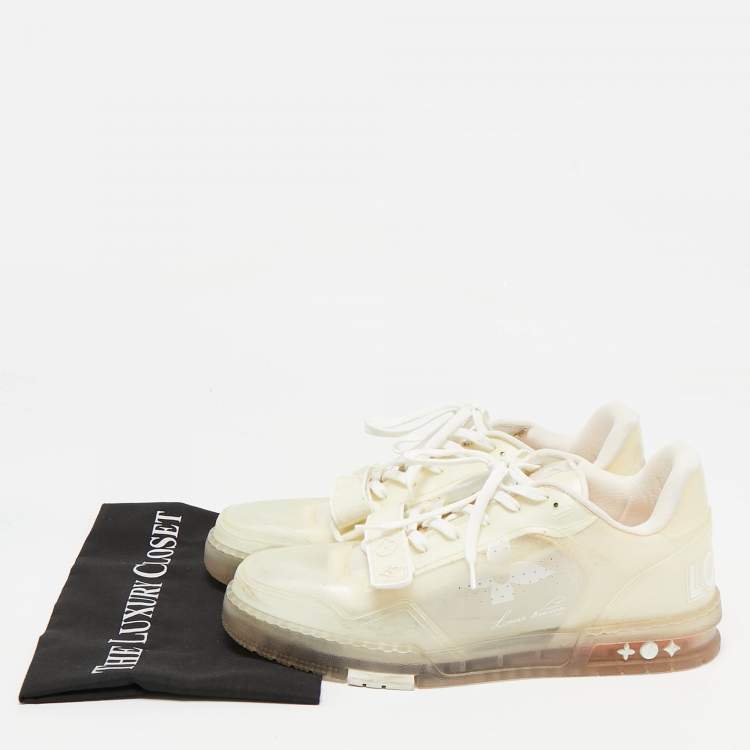 Pre Owned Louis Vuitton Transparent Monogram PVC LV Trainer Sneakers Size 43