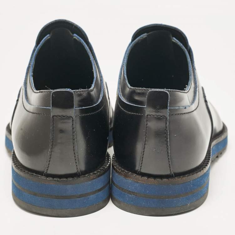 Pre Owned Louis Vuitton Black Leather Slip On Oxfords Size 43
