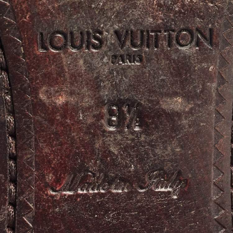 Pre Owned Louis Vuitton Black Damiere Leather Lace Up Derby Size 42.5