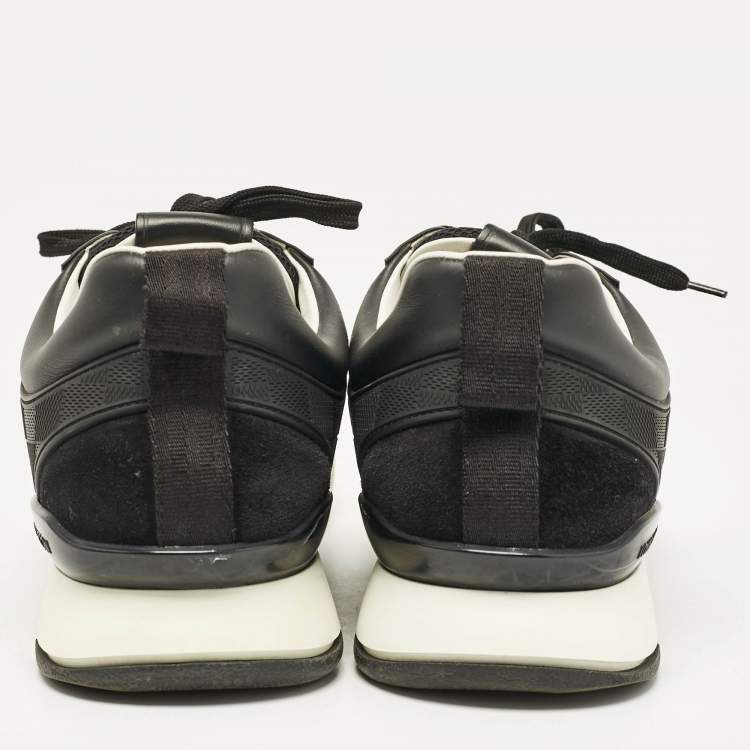 Pre Owned Louis Vuitton Black Damier Mesh and Leather Run Away Sneakers Size 42.5 