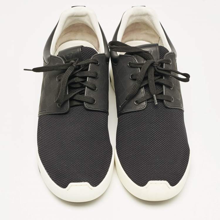 Pre Owned Louis Vuitton Black Damier Mesh and Leather Run Away Sneakers Size 42.5 