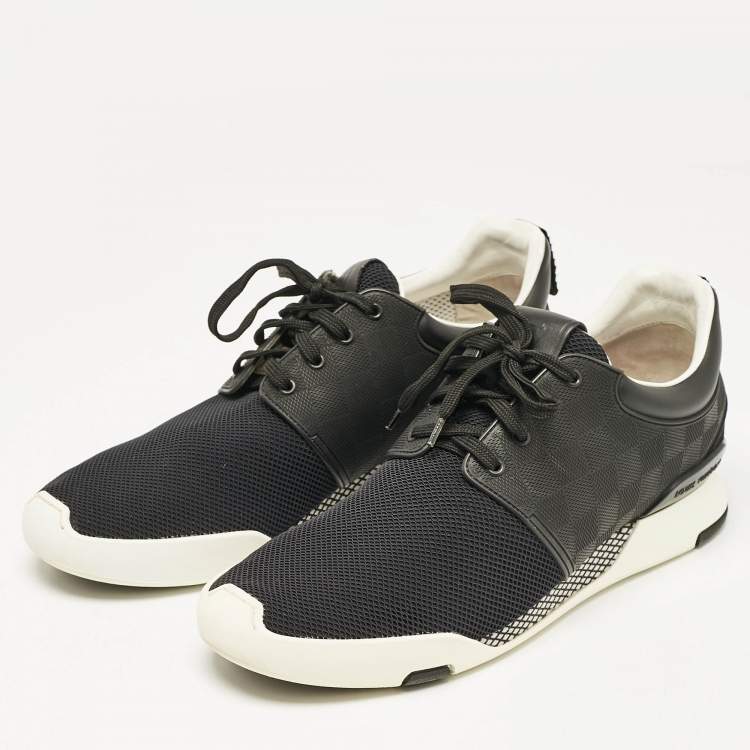 Pre Owned Louis Vuitton Black Damier Mesh and Leather Run Away Sneakers Size 42.5 