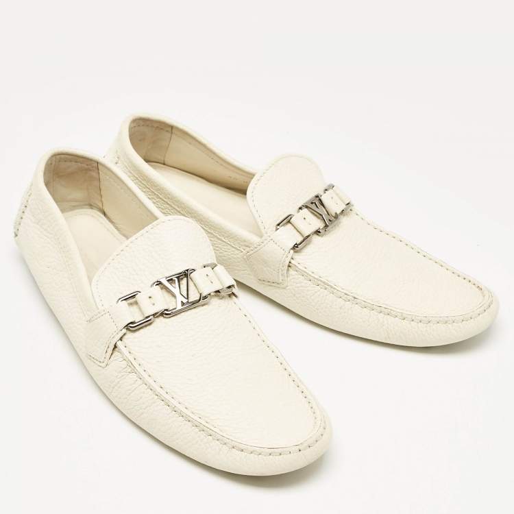 Pre Owned Louis Vuitton Cream Leather Hockenheim Loafers Size 43