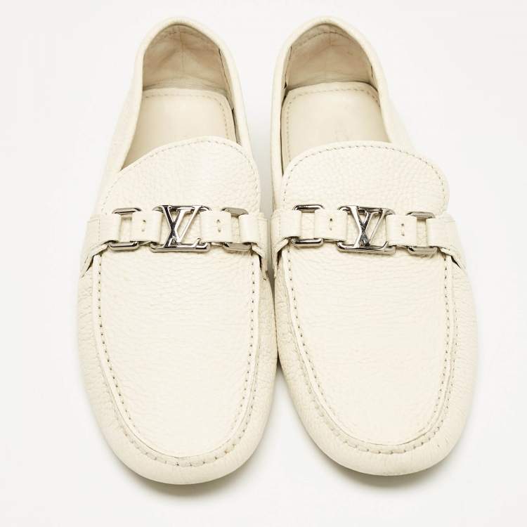 Pre Owned Louis Vuitton Cream Leather Hockenheim Loafers Size 43