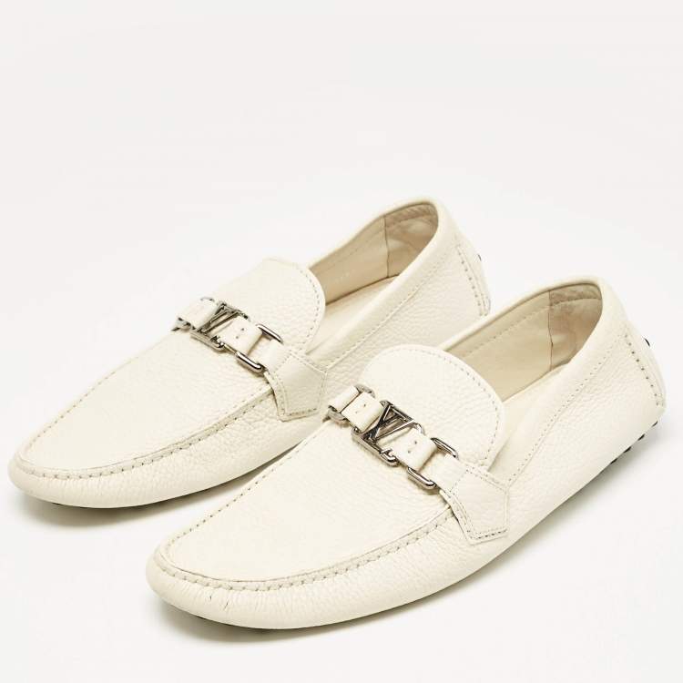 Pre Owned Louis Vuitton Cream Leather Hockenheim Loafers Size 43