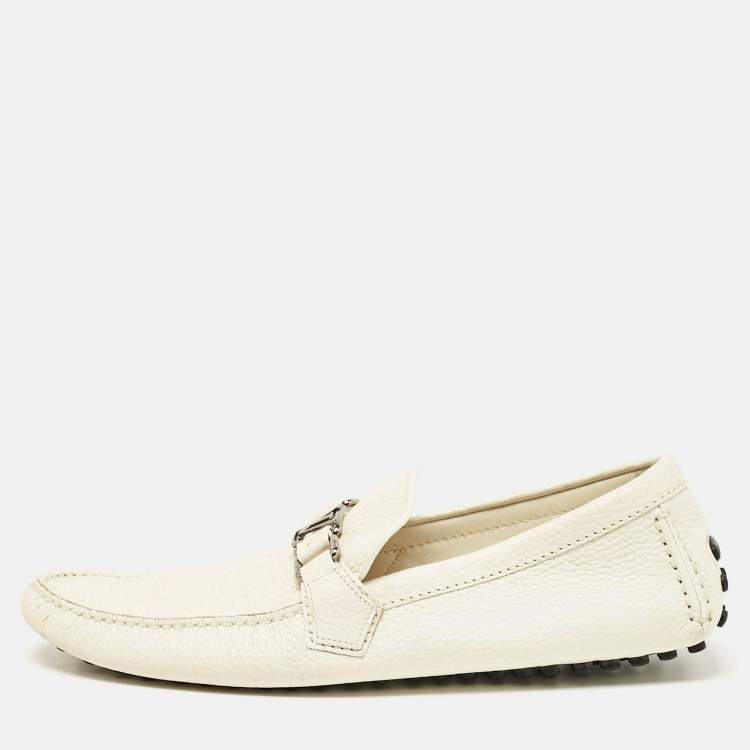 Pre Owned Louis Vuitton Cream Leather Hockenheim Loafers Size 43