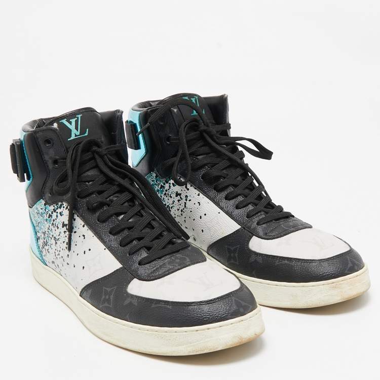 Pre Owned Louis Vuitton Multicolor Canvas and Leather Rivoli High Top Sneakers Size 43