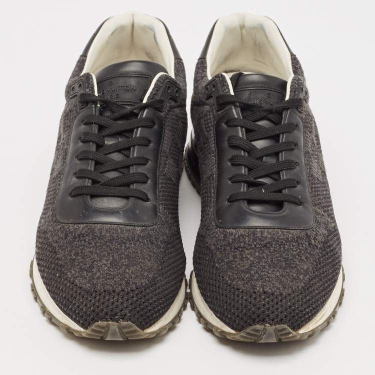 Pre Owned Louis Vuitton Black/Grey Fabric and Leather Run Away Low Top Sneakers Size 43