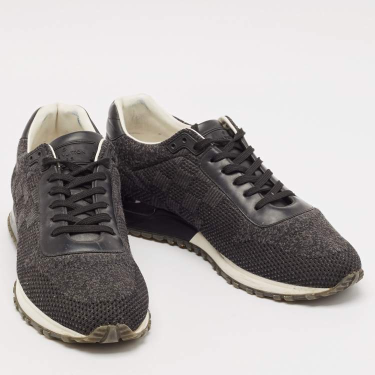 Pre Owned Louis Vuitton Black/Grey Fabric and Leather Run Away Low Top Sneakers Size 43