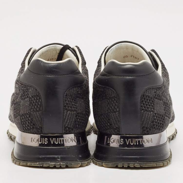 Pre Owned Louis Vuitton Black/Grey Fabric and Leather Run Away Low Top Sneakers Size 43