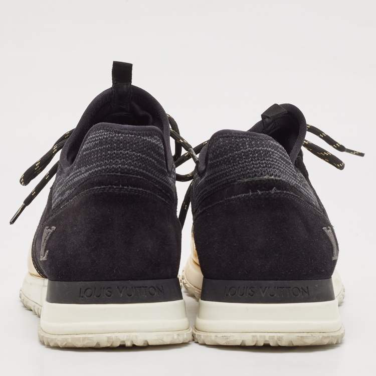 Pre Owned Louis Vuitton Black/Gold Suede And Leather Run Away Sneakers Size 41.5