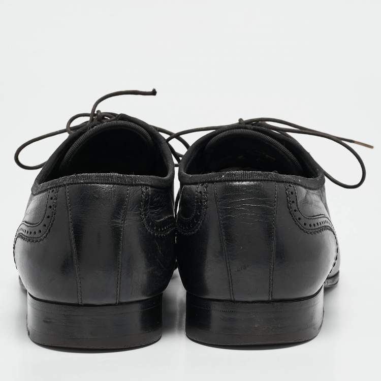 Pre Owned Louis Vuitton Black Leather Lace Up Oxfords Size 41