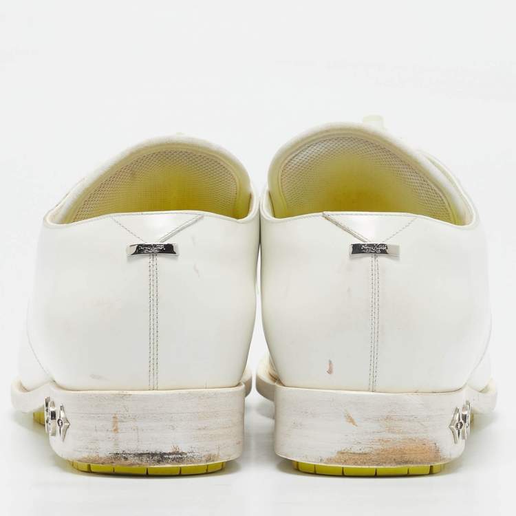 Pre Owned Louis Vuitton White Leather Lace Up Oxfords Size 41.5
