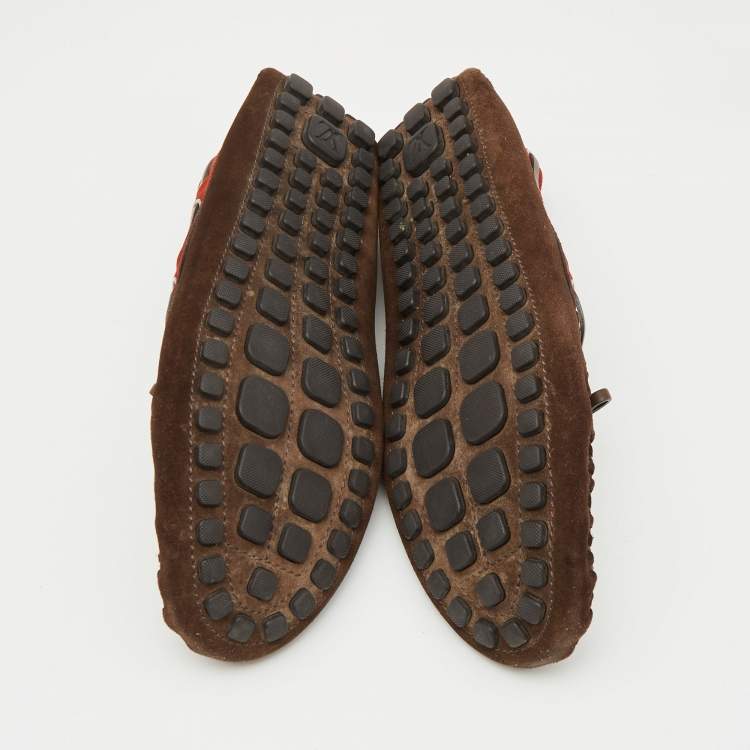 مملوكة مسبقًا Louis Vuitton Tricolor Leather Hockenheim Slip on Loafers Size 42.5