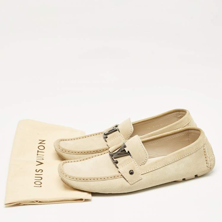 Pre Owned Louis Vuitton Beige Suede Monte Carlo Loafers Size 44
