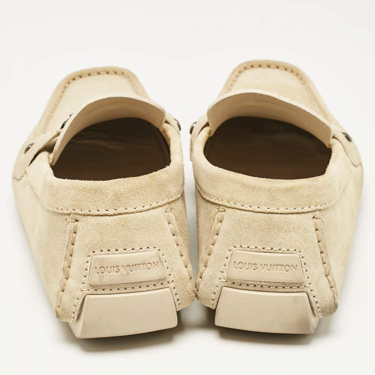 Pre Owned Louis Vuitton Beige Suede Monte Carlo Loafers Size 44