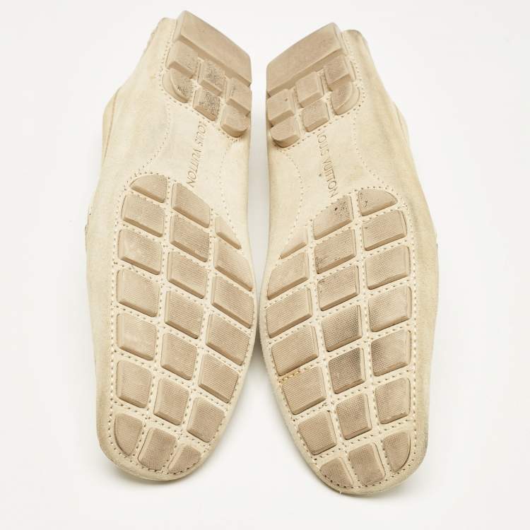 Pre Owned Louis Vuitton Beige Suede Monte Carlo Loafers Size 44