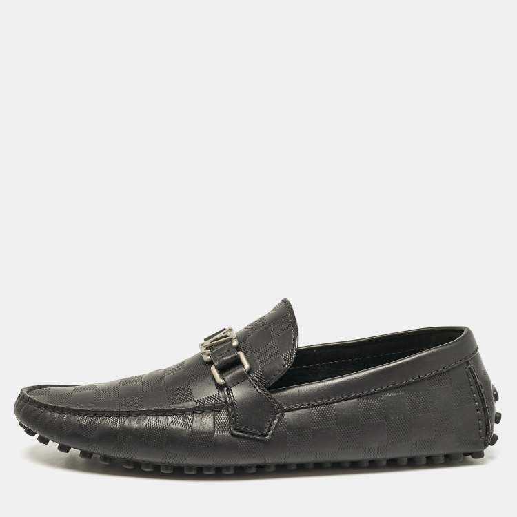 مملوكة مسبقًا Louis Vuitton Black Damier Infini Leather Hockenheim Loafers Size 43.5