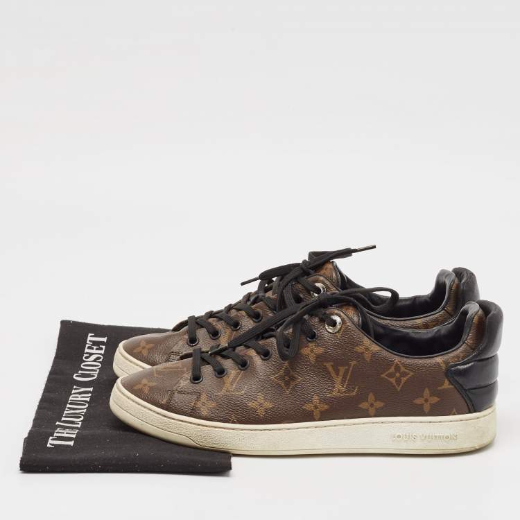 مملوكة مسبقًا Louis Vuitton Black Monogram Canvas and Leather Frontrow Low Top Sneakers Size 40.5