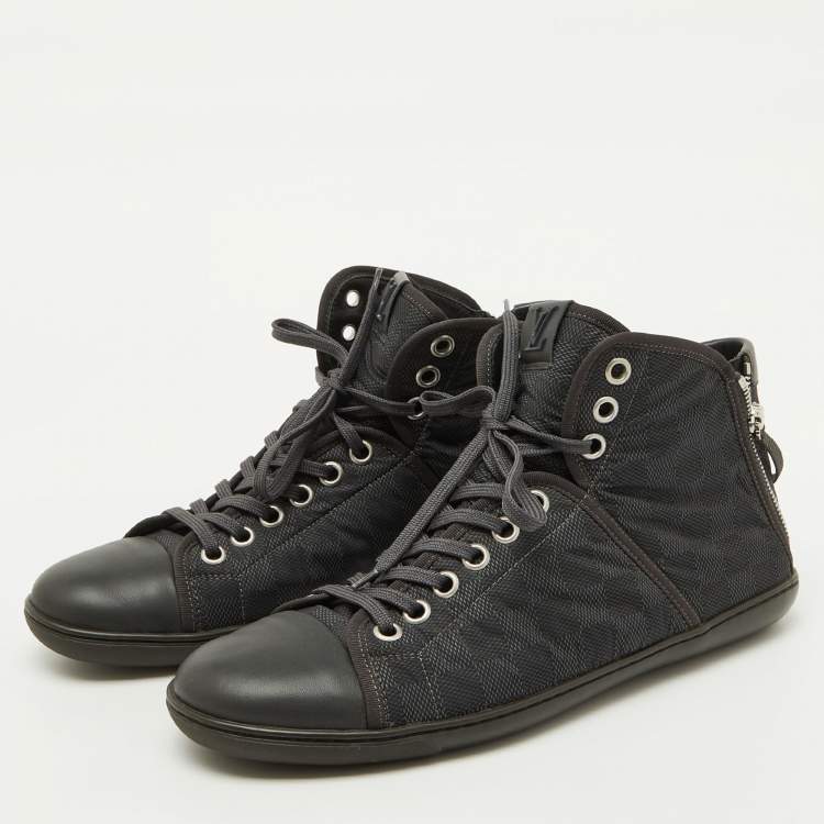 مملوكة مسبقًا Louis Vuitton Black Damier Graphite Nylon and Leather High Top Sneakers Size 43