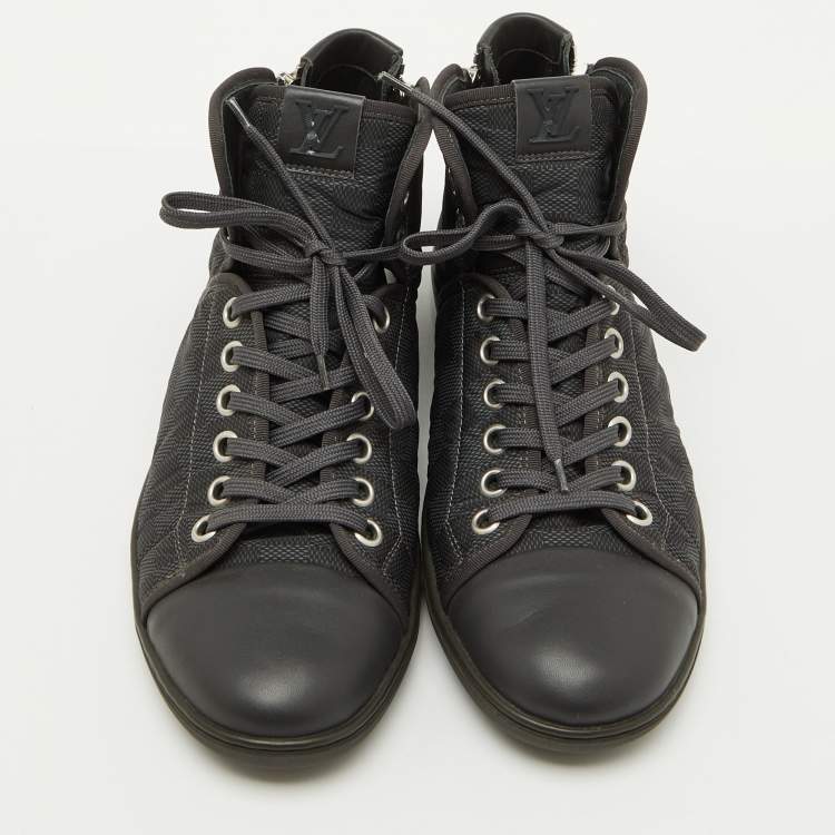 مملوكة مسبقًا Louis Vuitton Black Damier Graphite Nylon and Leather High Top Sneakers Size 43