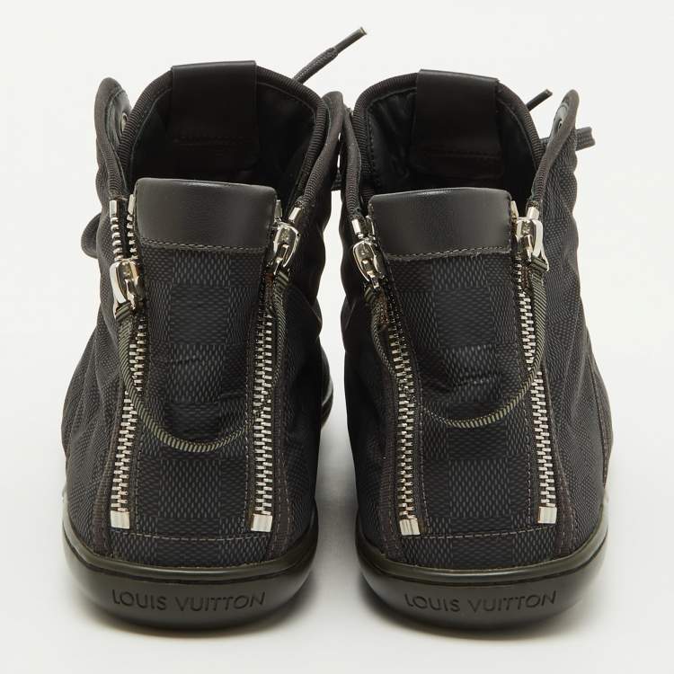 مملوكة مسبقًا Louis Vuitton Black Damier Graphite Nylon and Leather High Top Sneakers Size 43