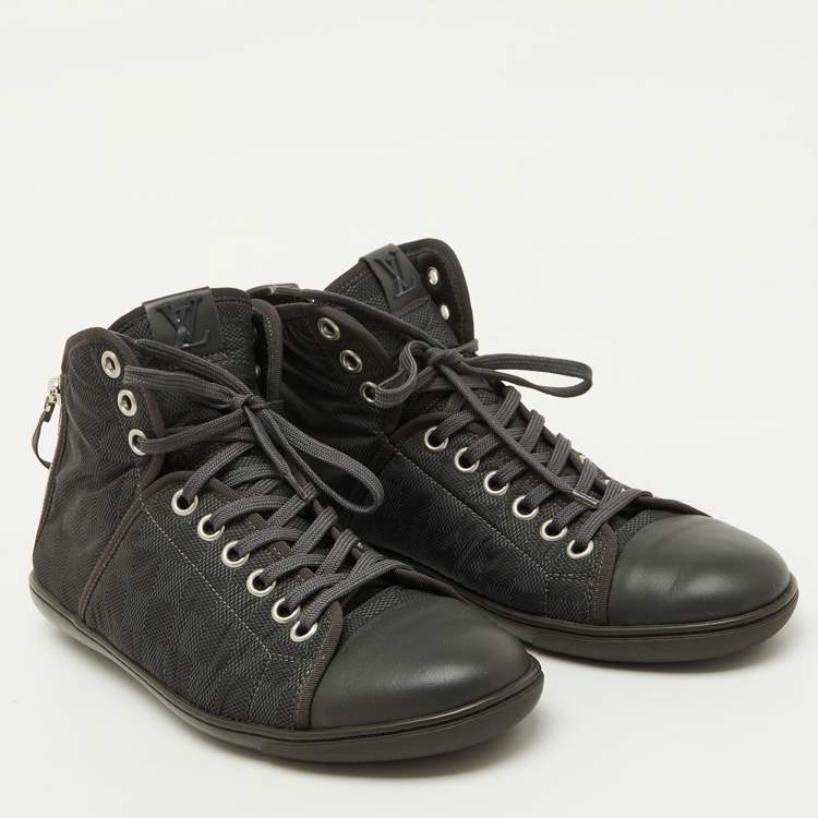 مملوكة مسبقًا Louis Vuitton Black Damier Graphite Nylon and Leather High Top Sneakers Size 43