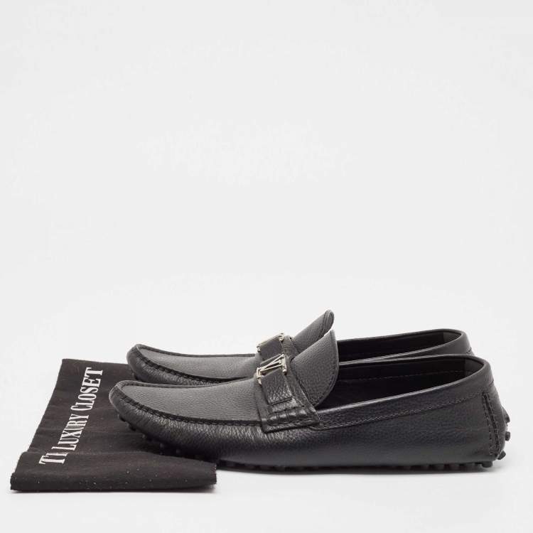 Pre Owned Louis Vuitton Black Leather Hockenheim Loafers Size 43