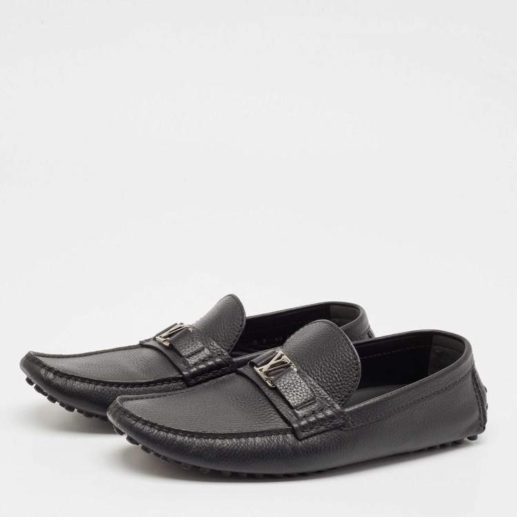 Pre Owned Louis Vuitton Black Leather Hockenheim Loafers Size 43