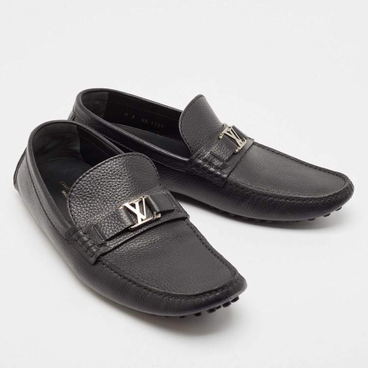 Pre Owned Louis Vuitton Black Leather Hockenheim Loafers Size 43