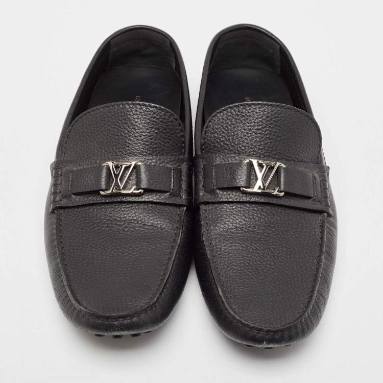 Pre Owned Louis Vuitton Black Leather Hockenheim Loafers Size 43