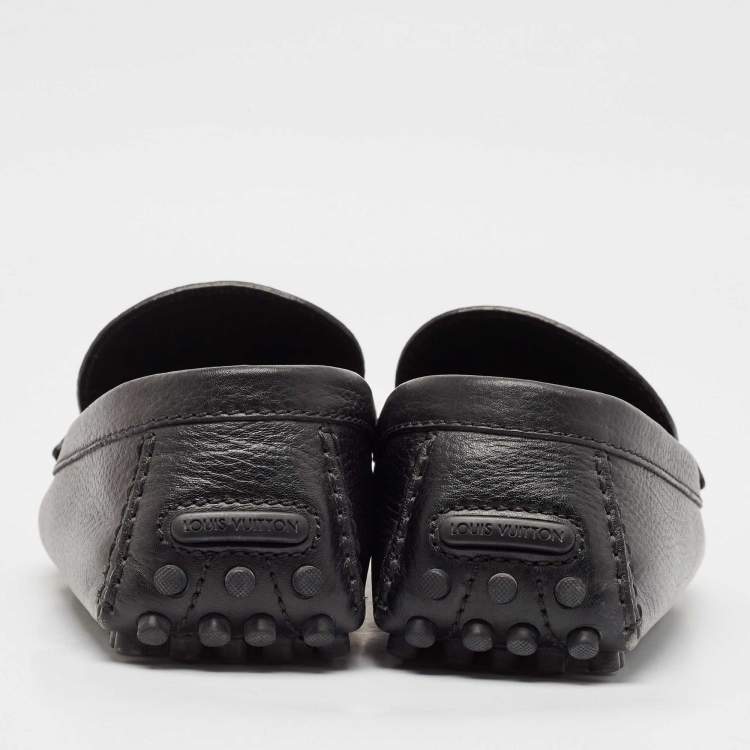 Pre Owned Louis Vuitton Black Leather Hockenheim Loafers Size 43