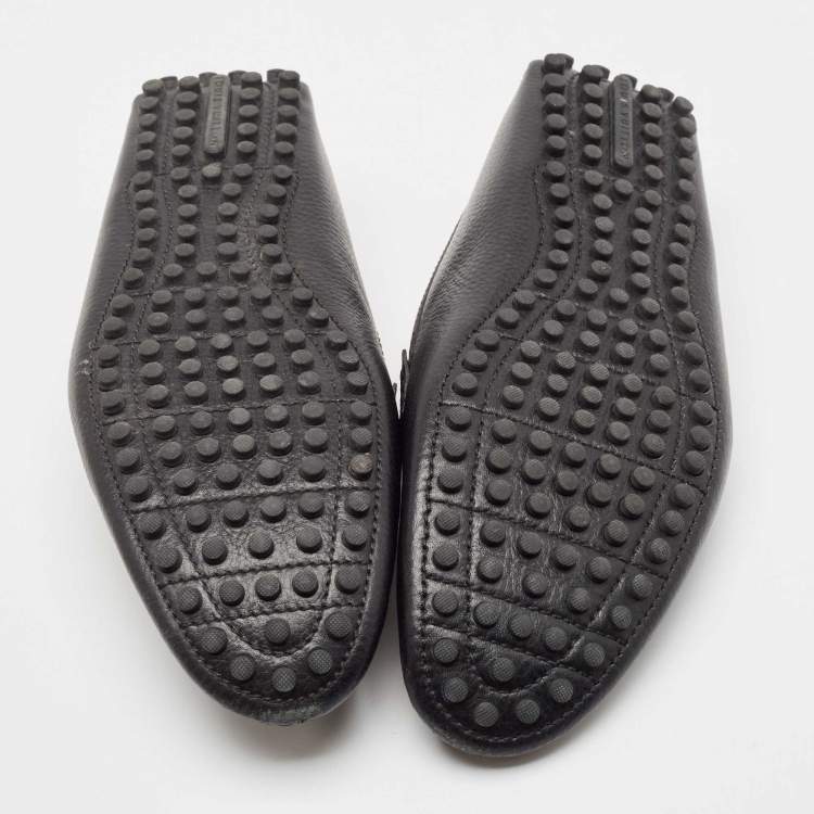 Pre Owned Louis Vuitton Black Leather Hockenheim Loafers Size 43