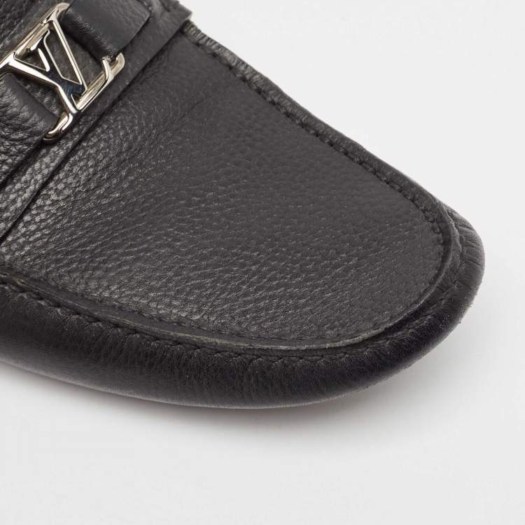 Pre Owned Louis Vuitton Black Leather Hockenheim Loafers Size 43
