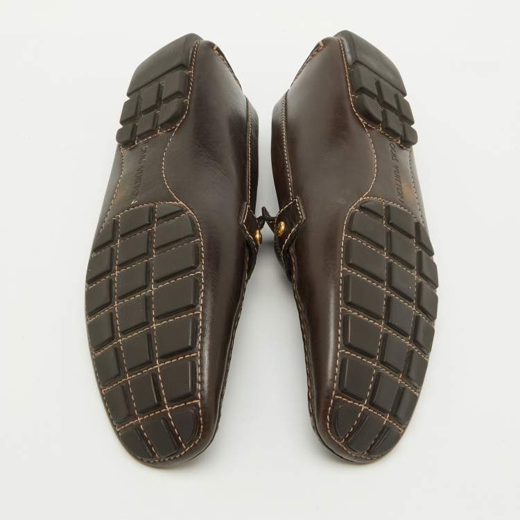 مملوكة مسبقًا Louis Vuitton Dark Brown Leather Monte Carlo Loafers Size 44