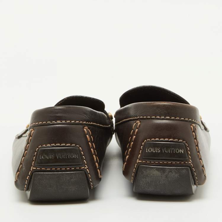 مملوكة مسبقًا Louis Vuitton Dark Brown Leather Monte Carlo Loafers Size 44