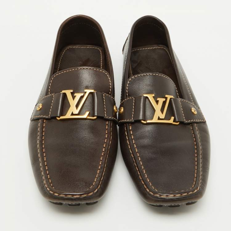 مملوكة مسبقًا Louis Vuitton Dark Brown Leather Monte Carlo Loafers Size 44